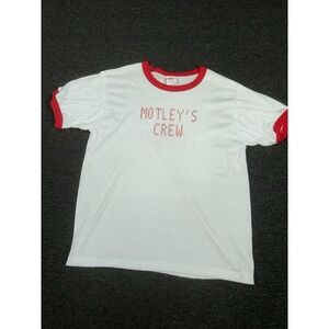 Vintage Motley Crue T Shirt Men's XL‎ Red White Made In USA Tour 80s Paper Thin